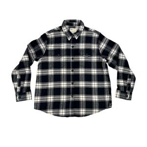 TILLEY Classic Black, White & Burgundy Plaid Women's Button Down Flannel Shirt